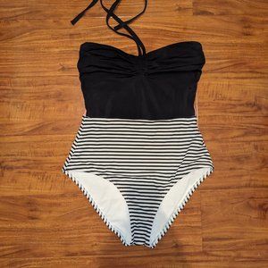 Victoria's Secret Neon Coral Halter Colorblock  One Piece Swimsuit